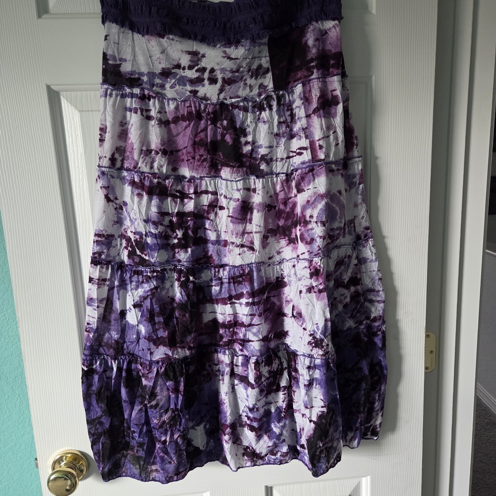 Indigo Purple and White Maxi Skirt - Picture 2 of 6